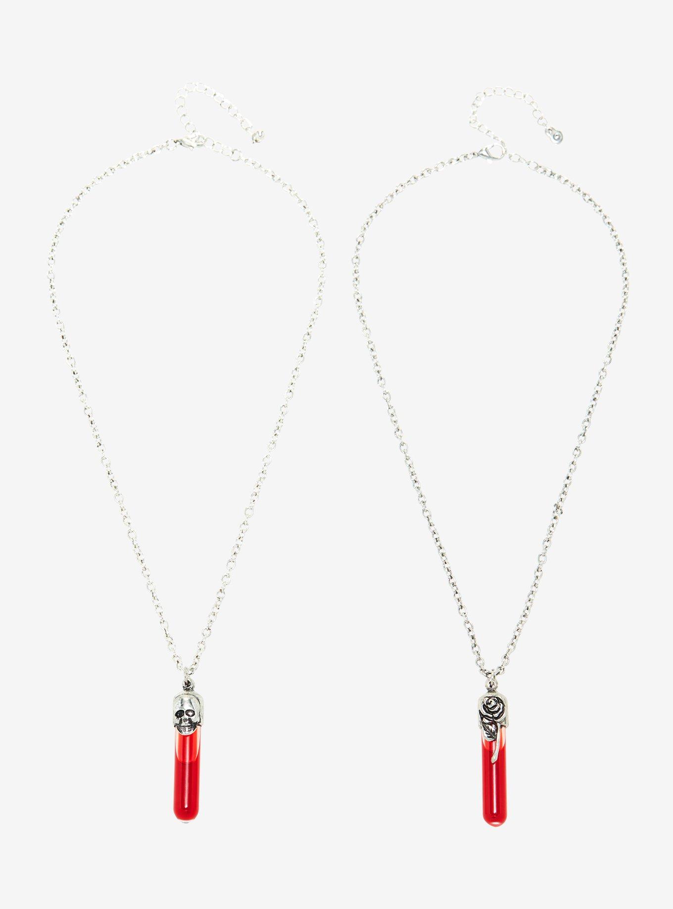 Skull Rose Blood Vile Best Friend Necklace Set, , hi-res