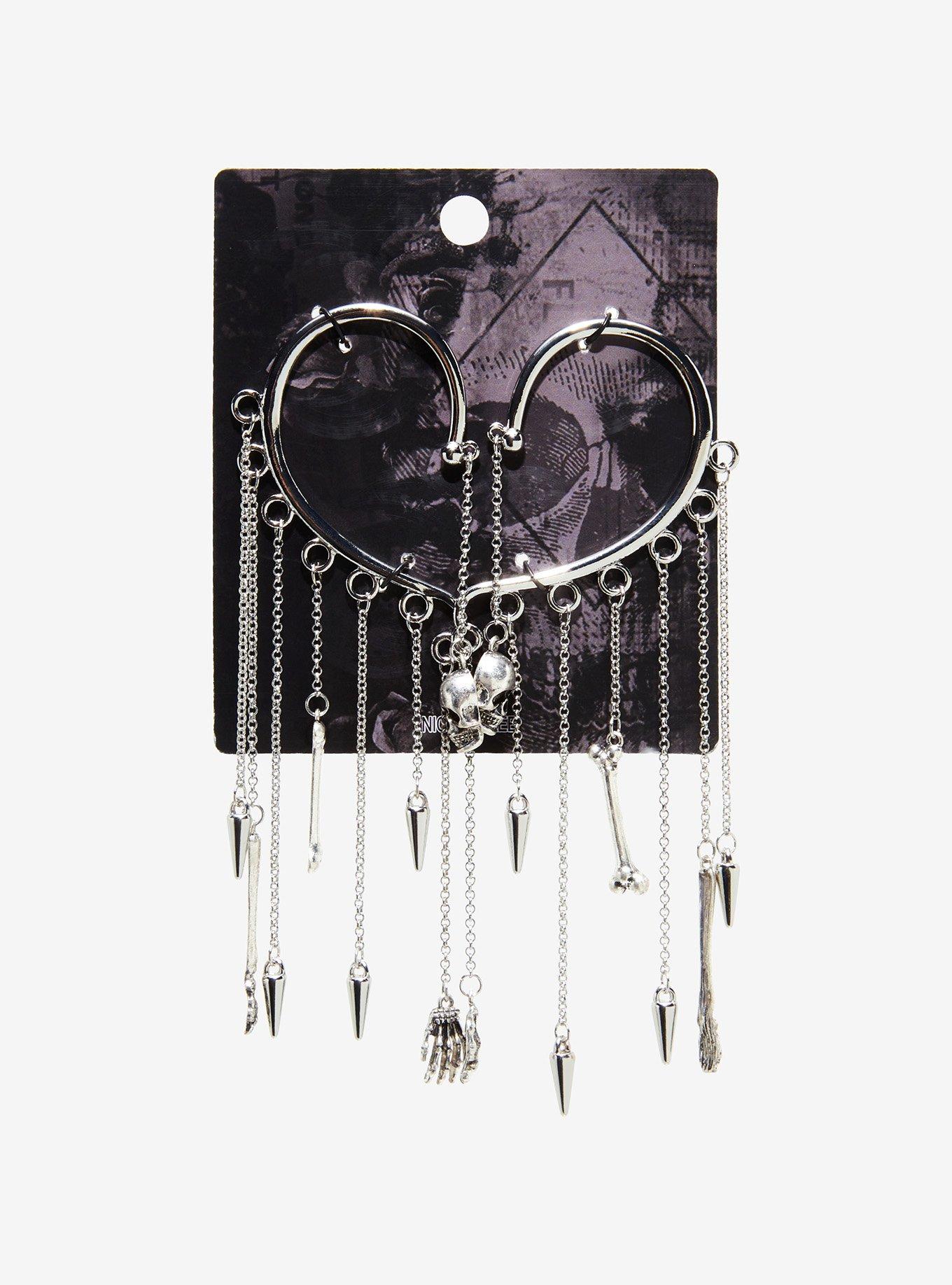 Skeleton Spike Chandelier Ear Cuff Set, , alternate