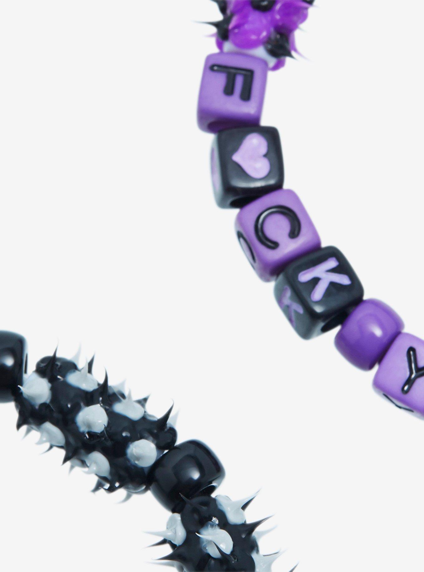 F*ck You & Too Best Friend Rubber Spike Beaded Bracelet Set, , alternate