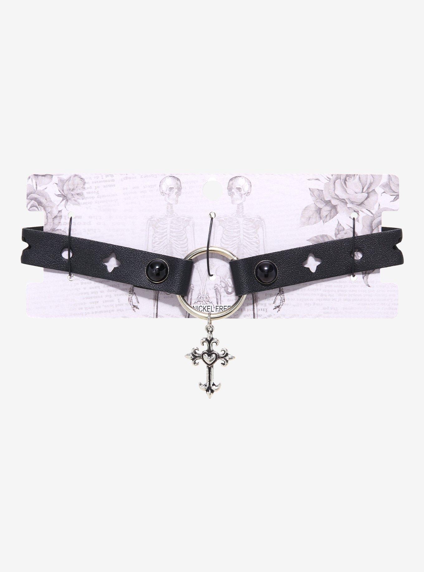 Black Cross O-Ring Choker, , alternate