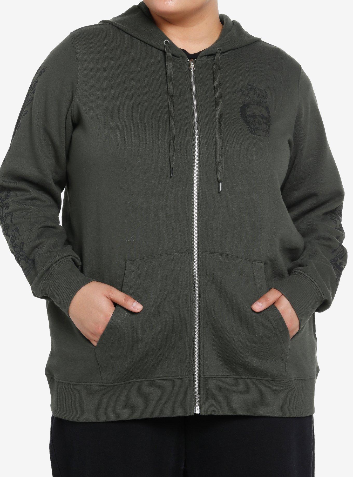 Thorn & Fable Forest Green Skeleton Fairy Girls Hoodie Plus Size, FOREST GREEN, alternate
