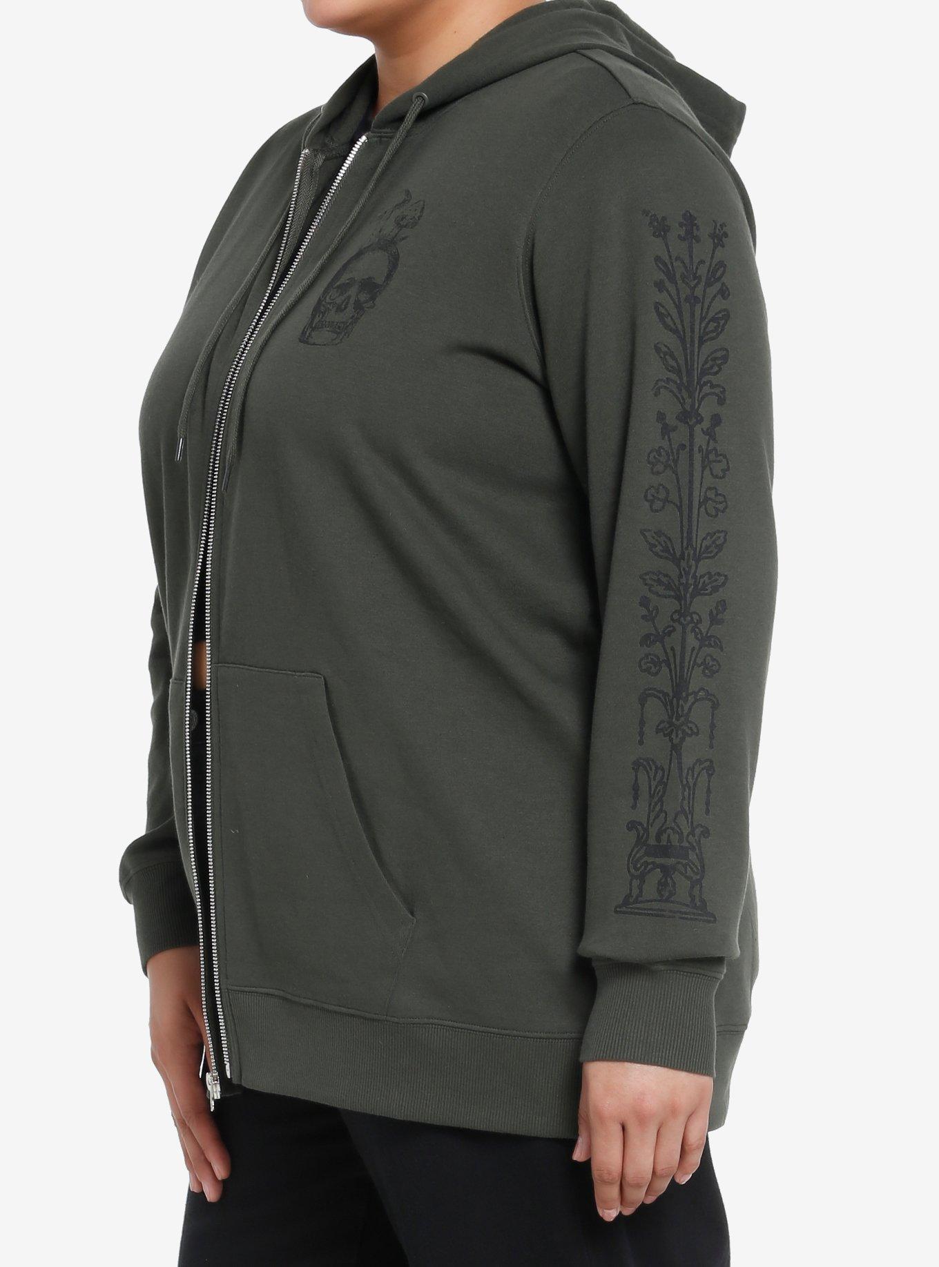 Thorn & Fable Forest Green Skeleton Fairy Girls Hoodie Plus Size, FOREST GREEN, alternate
