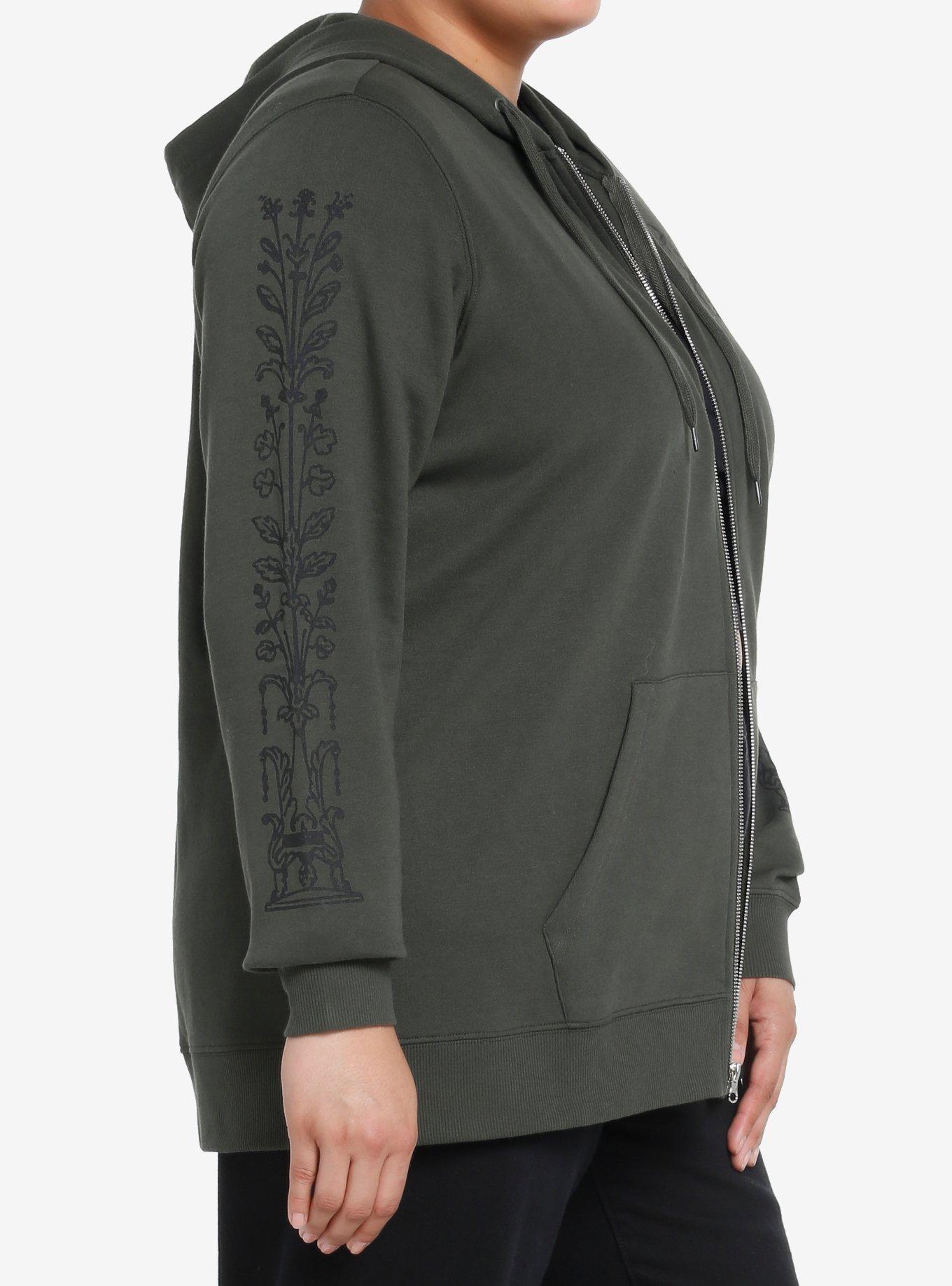 Thorn & Fable Forest Green Skeleton Fairy Girls Hoodie Plus Size, FOREST GREEN, alternate