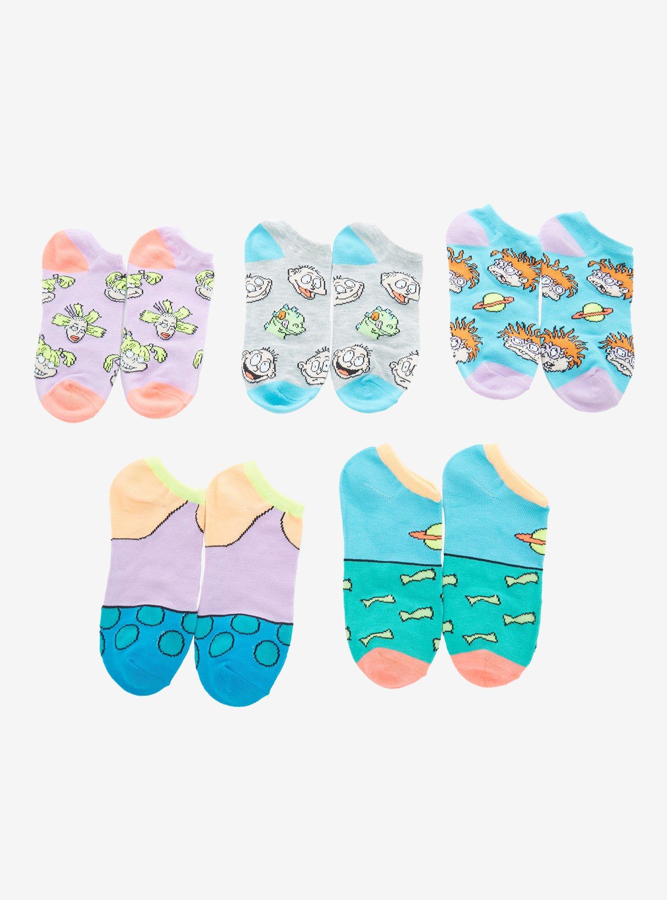 Rugrats Character Icons No-Show Socks 5 Pair, , alternate