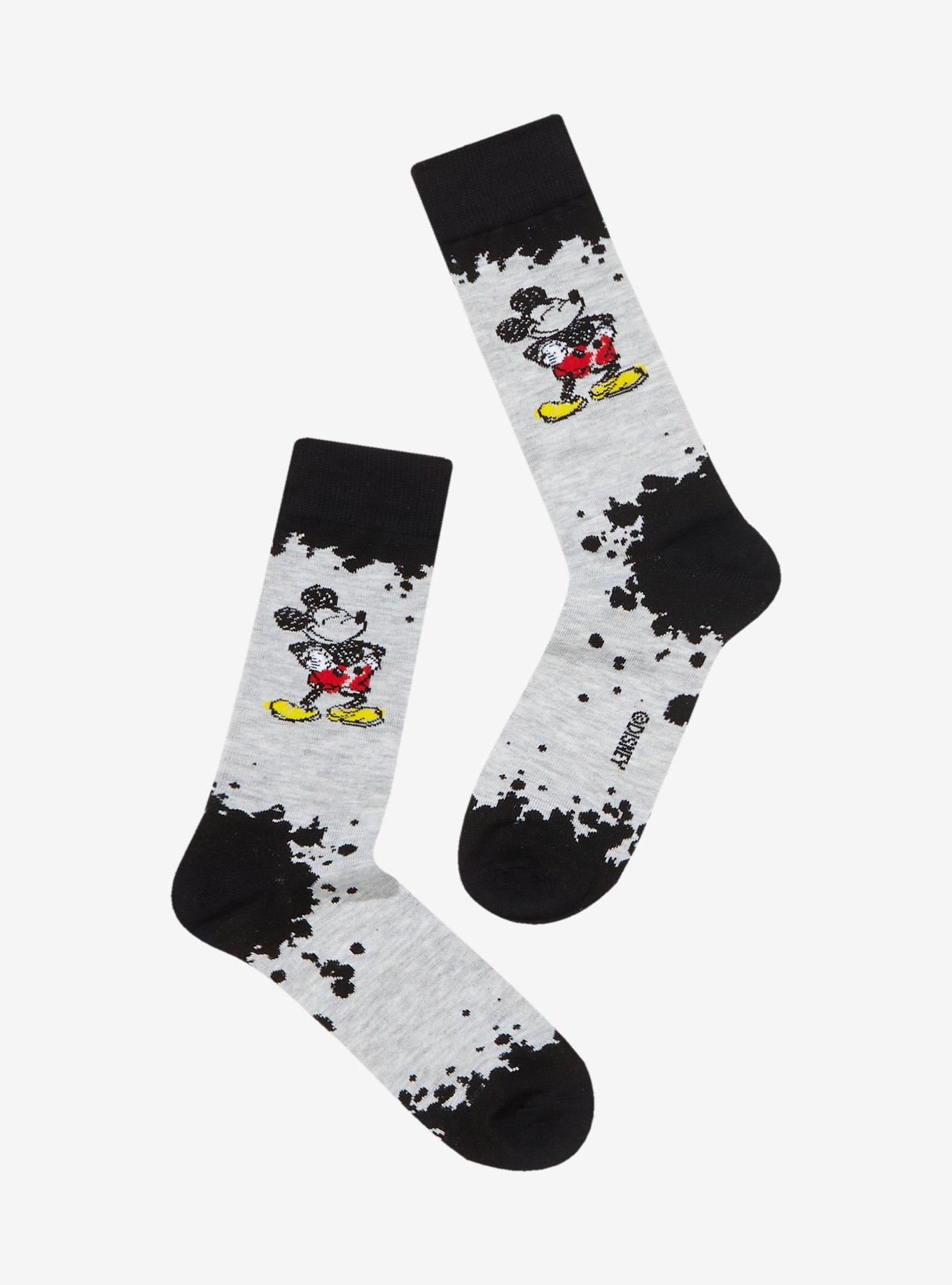 Disney Mickey Mouse Paint Splatter Crew Socks, , alternate