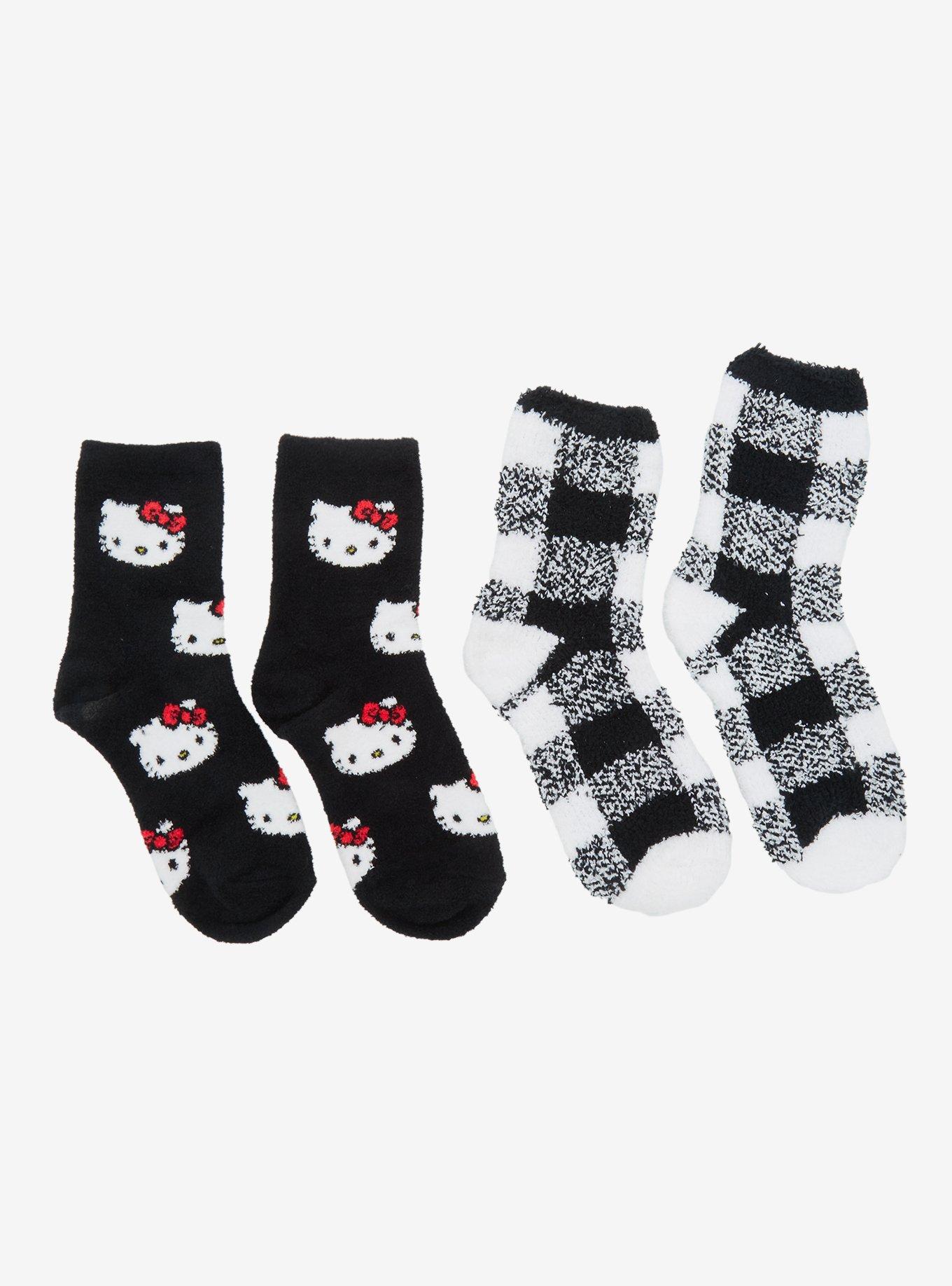Hello Kitty Gingham Fuzzy Socks 2 Pair, , alternate