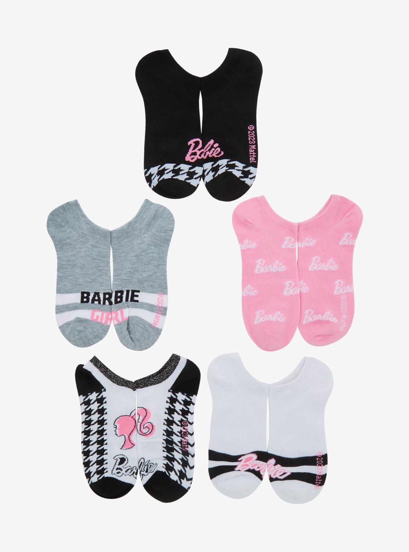 Barbie Pink & Black No-Show Socks 5 Pair, , hi-res