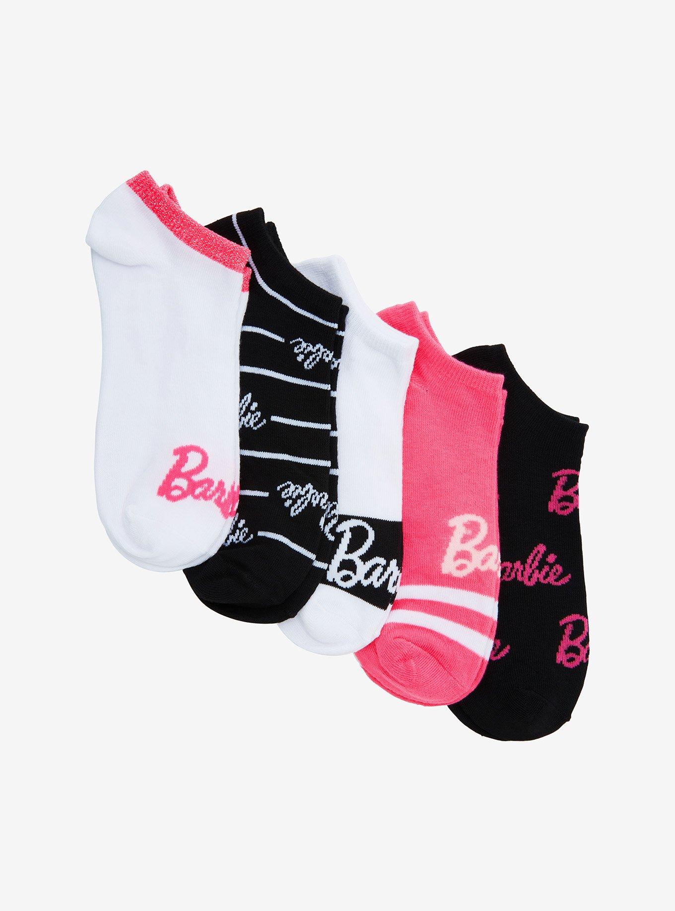 Barbie Logo No-Show Socks 5 Pair, , alternate