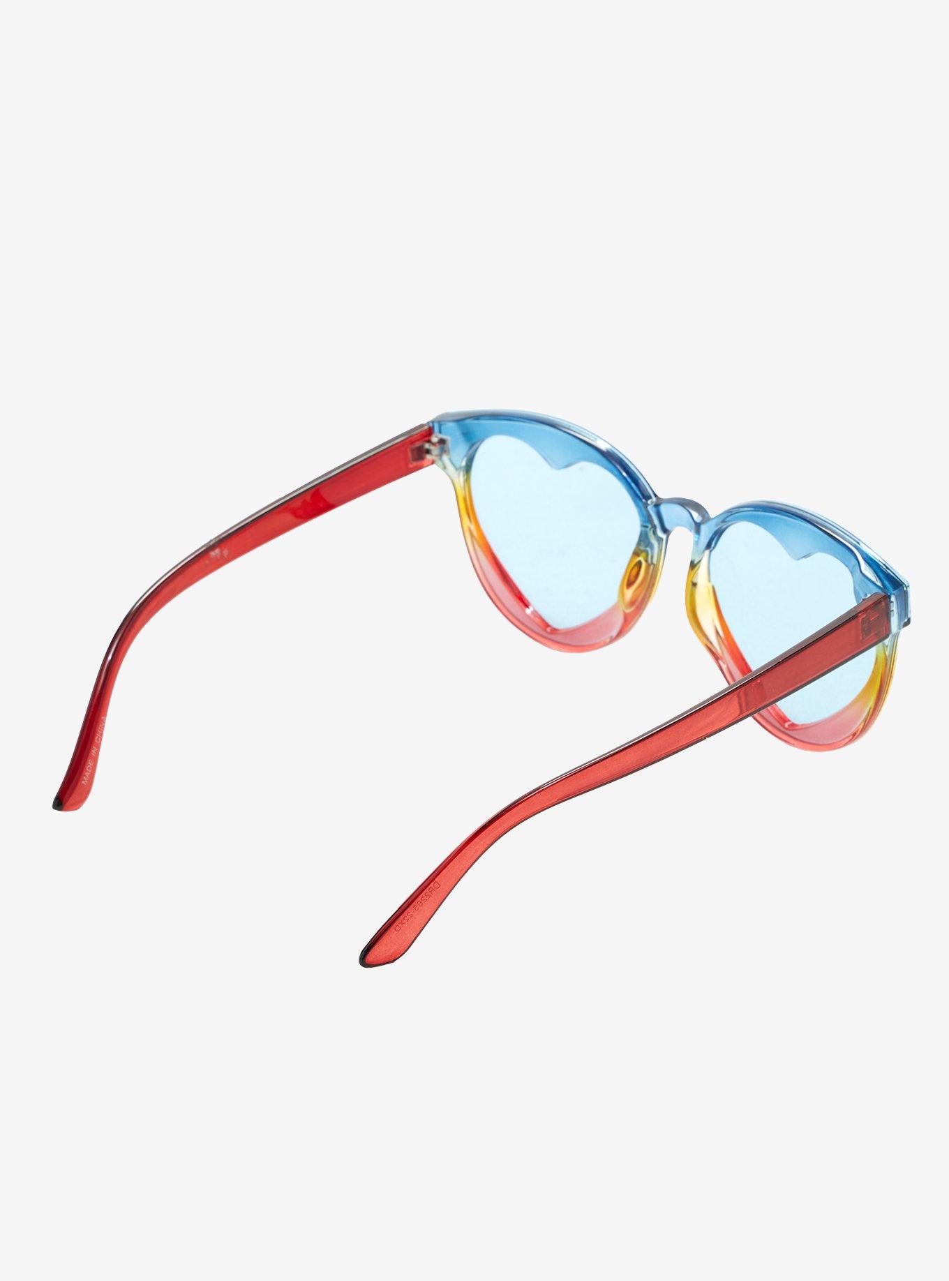 Rainbow Heart Cutout Sunglasses, , alternate