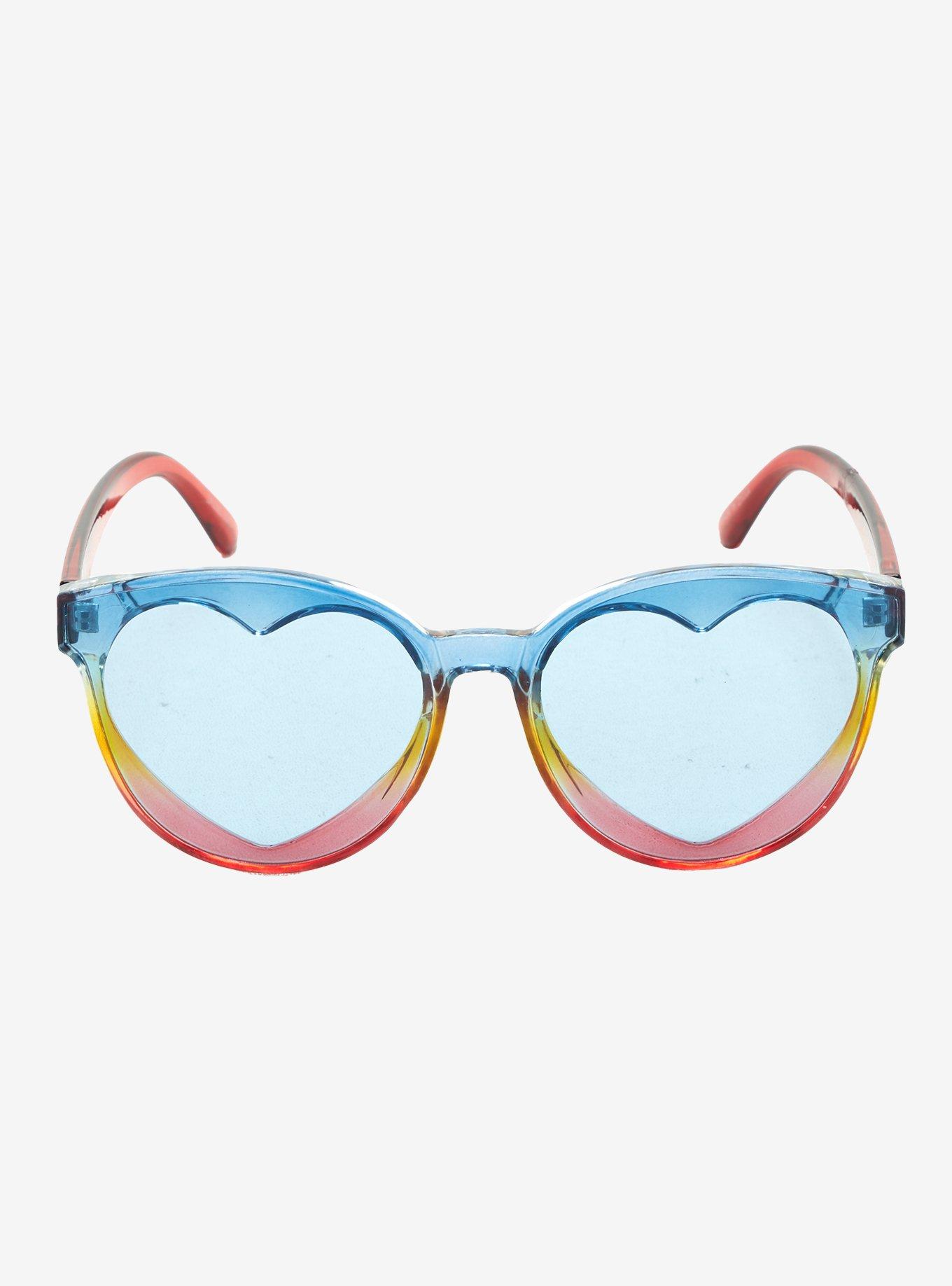 Rainbow Heart Cutout Sunglasses, , alternate