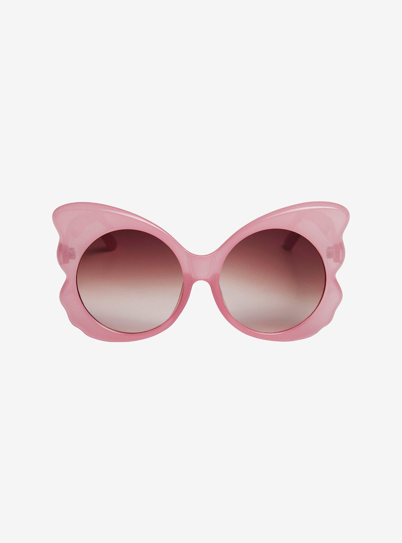 Pink Butterfly Oversized Sunglasses, , alternate