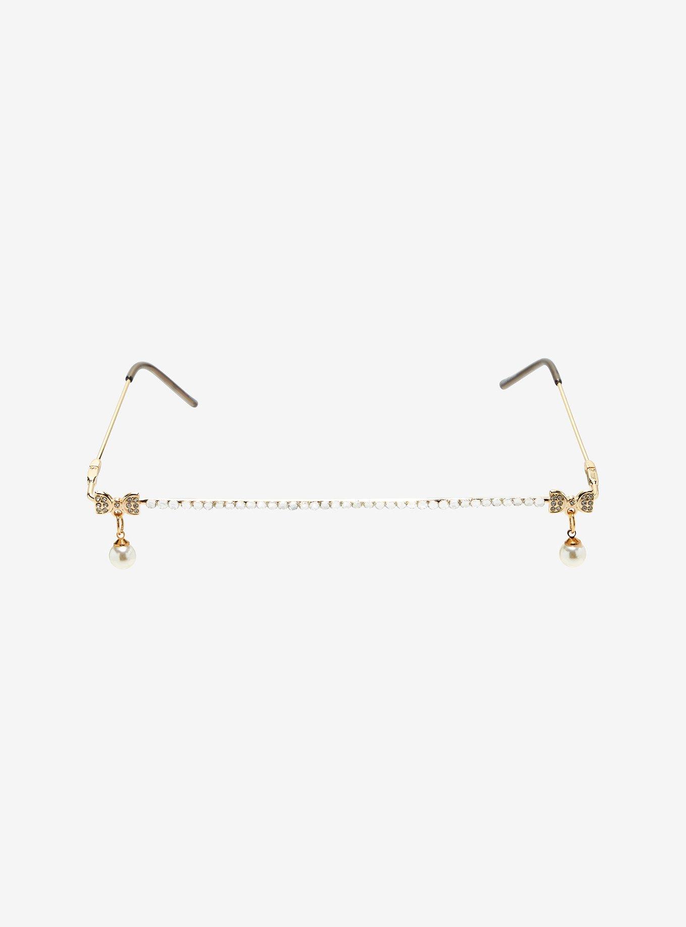 Gem Straight Bar Lensless Glasses, , alternate
