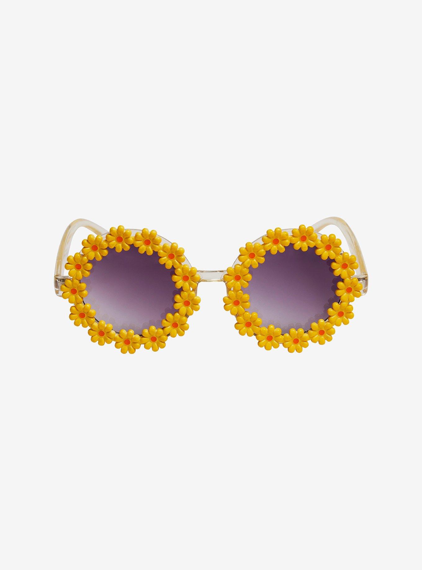 Yellow Daisy Round Sunglasses, , alternate