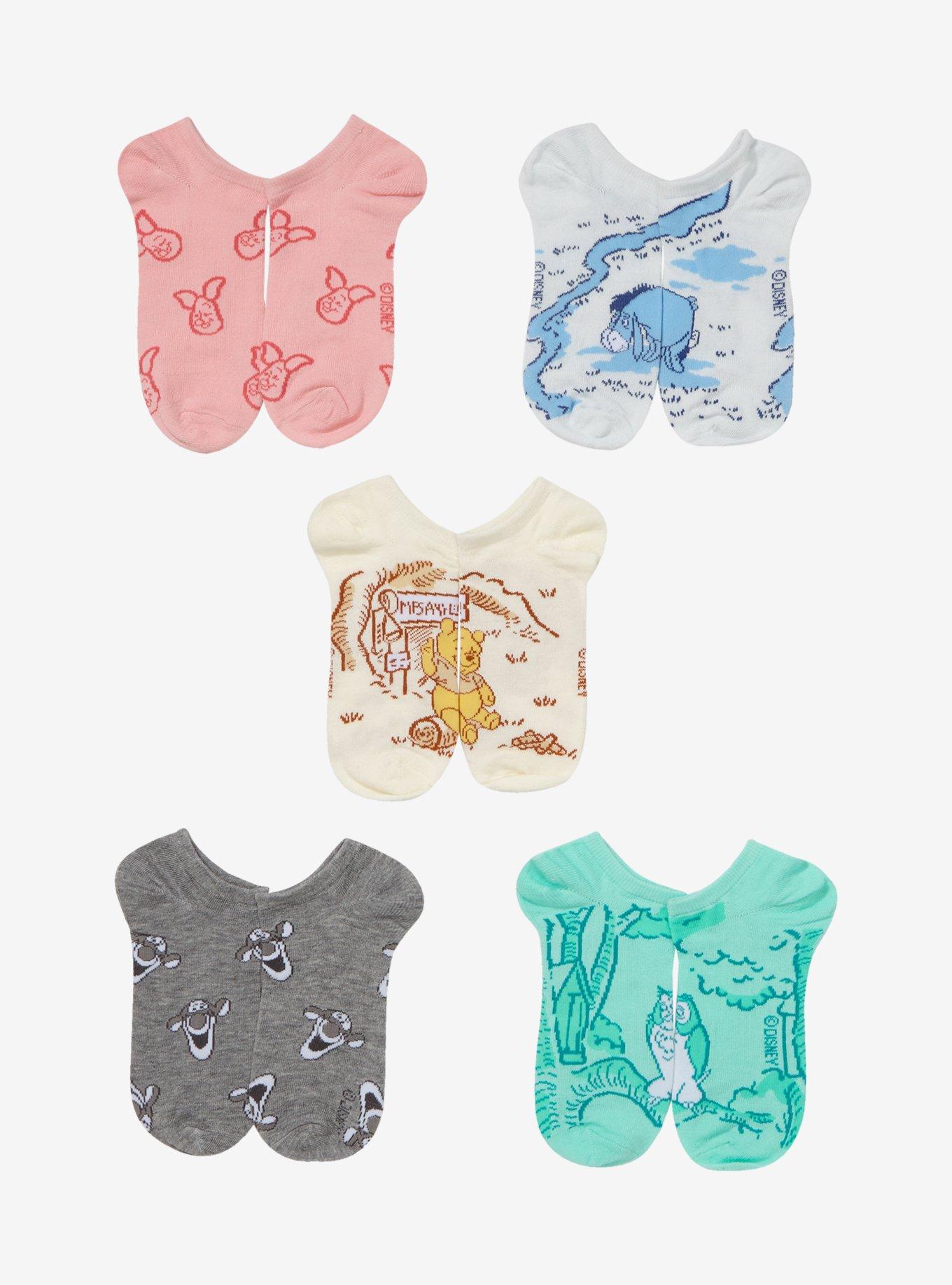 Disney Winnie The Pooh Sketch No-Show Socks 5 Pair, , alternate