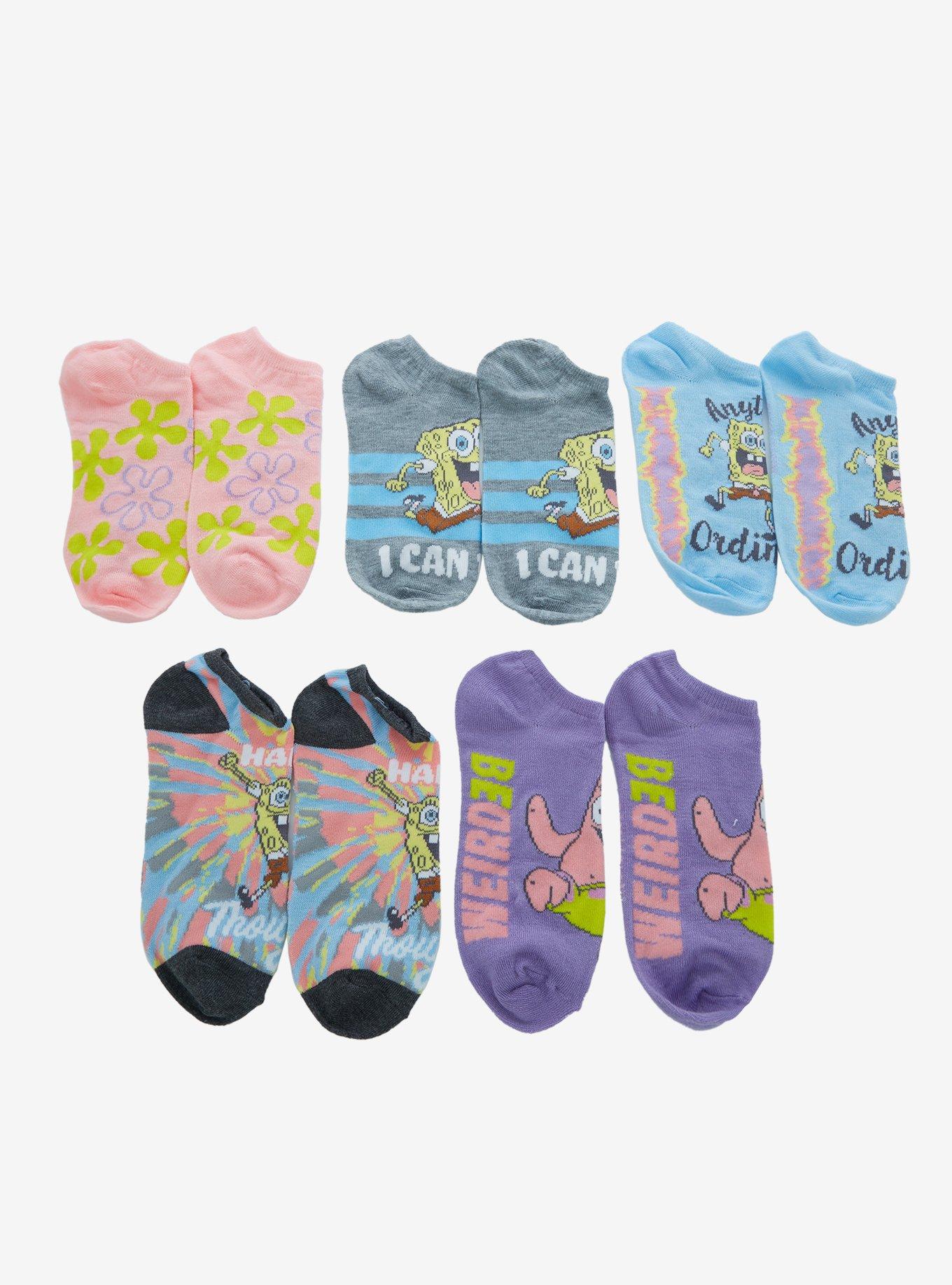 SpongeBob SquarePants Affirmation No-Show Socks 5 Pair, , alternate