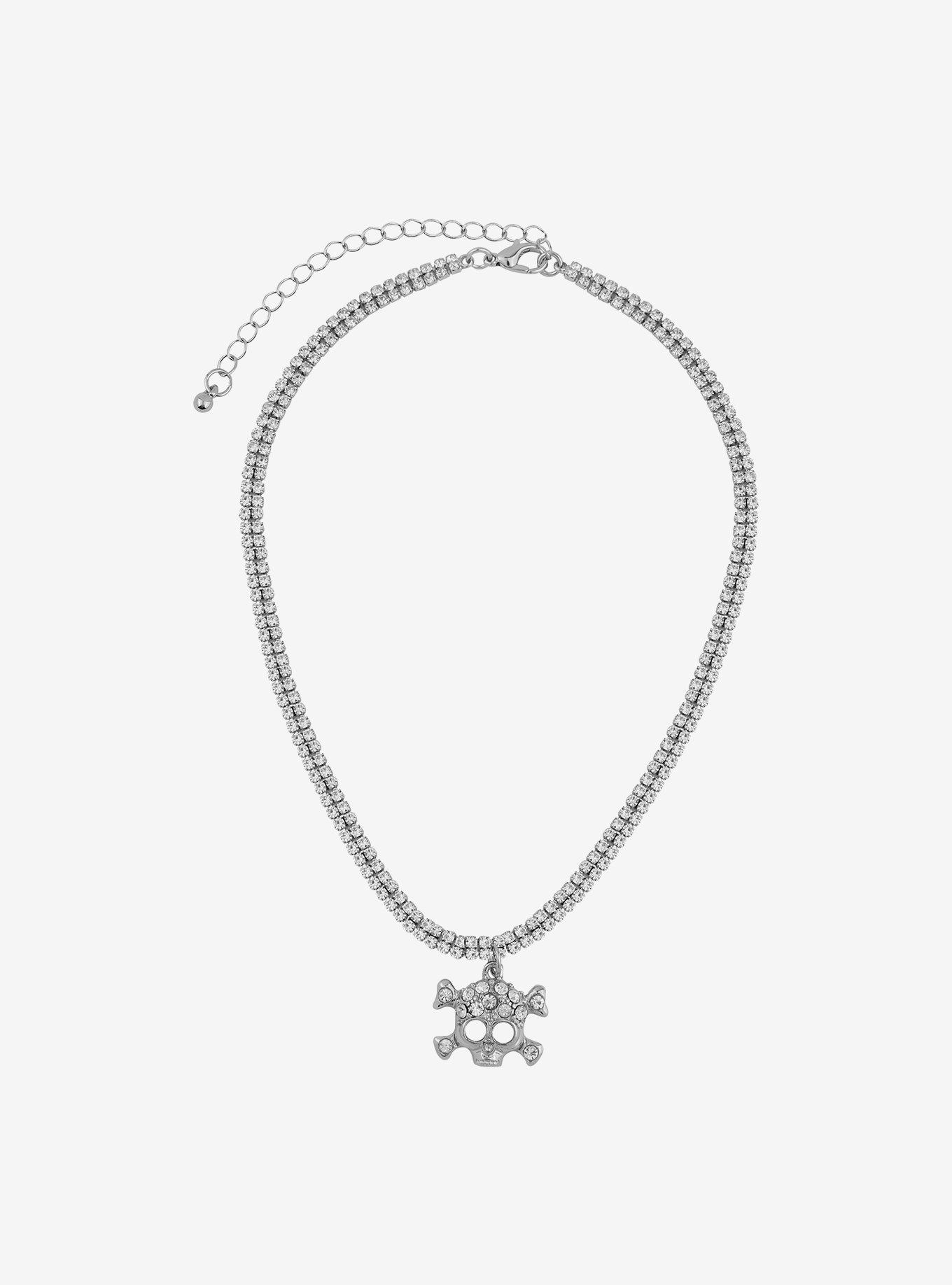 Bling Skull And Crossbones Choker, , hi-res