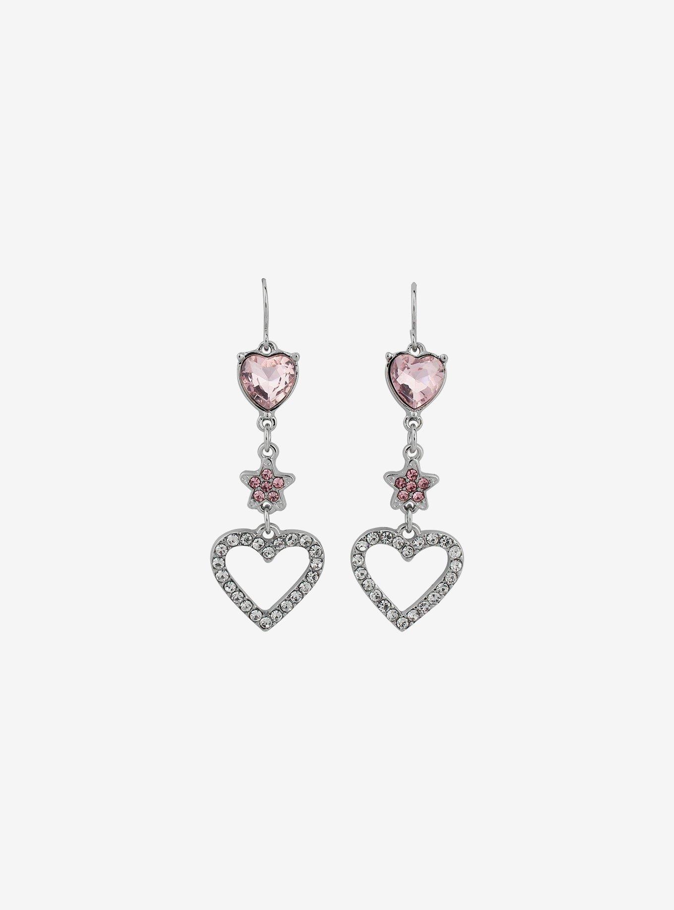 Sweet Society Bling Heart Star Drop Earrings, , hi-res
