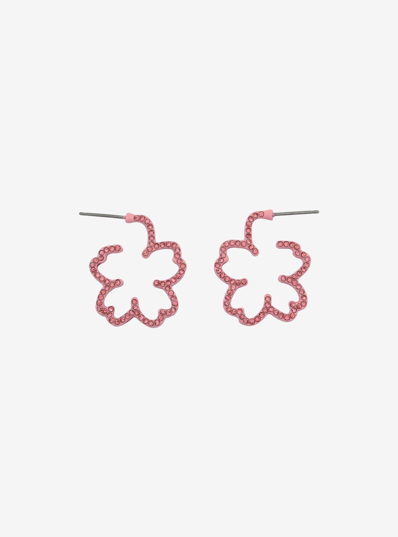 Sakura Bling Outline Hoop Earrings, , alternate