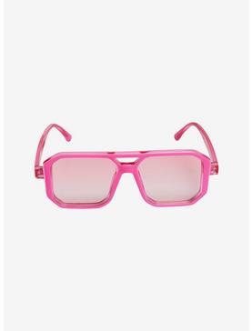 Pink Block Aviator Sunglasses, , hi-res