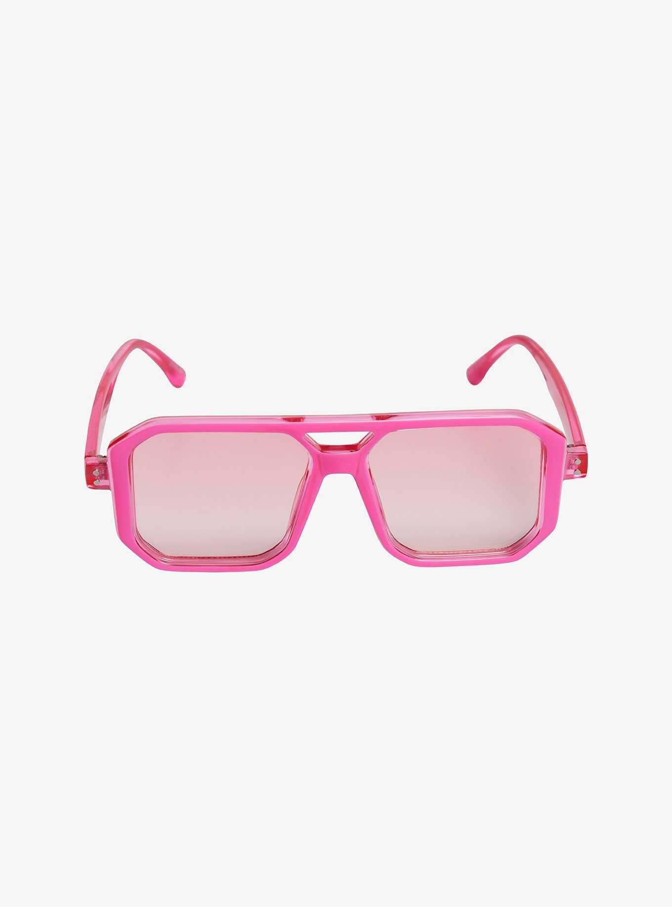 Pink Block Aviator Sunglasses, , hi-res