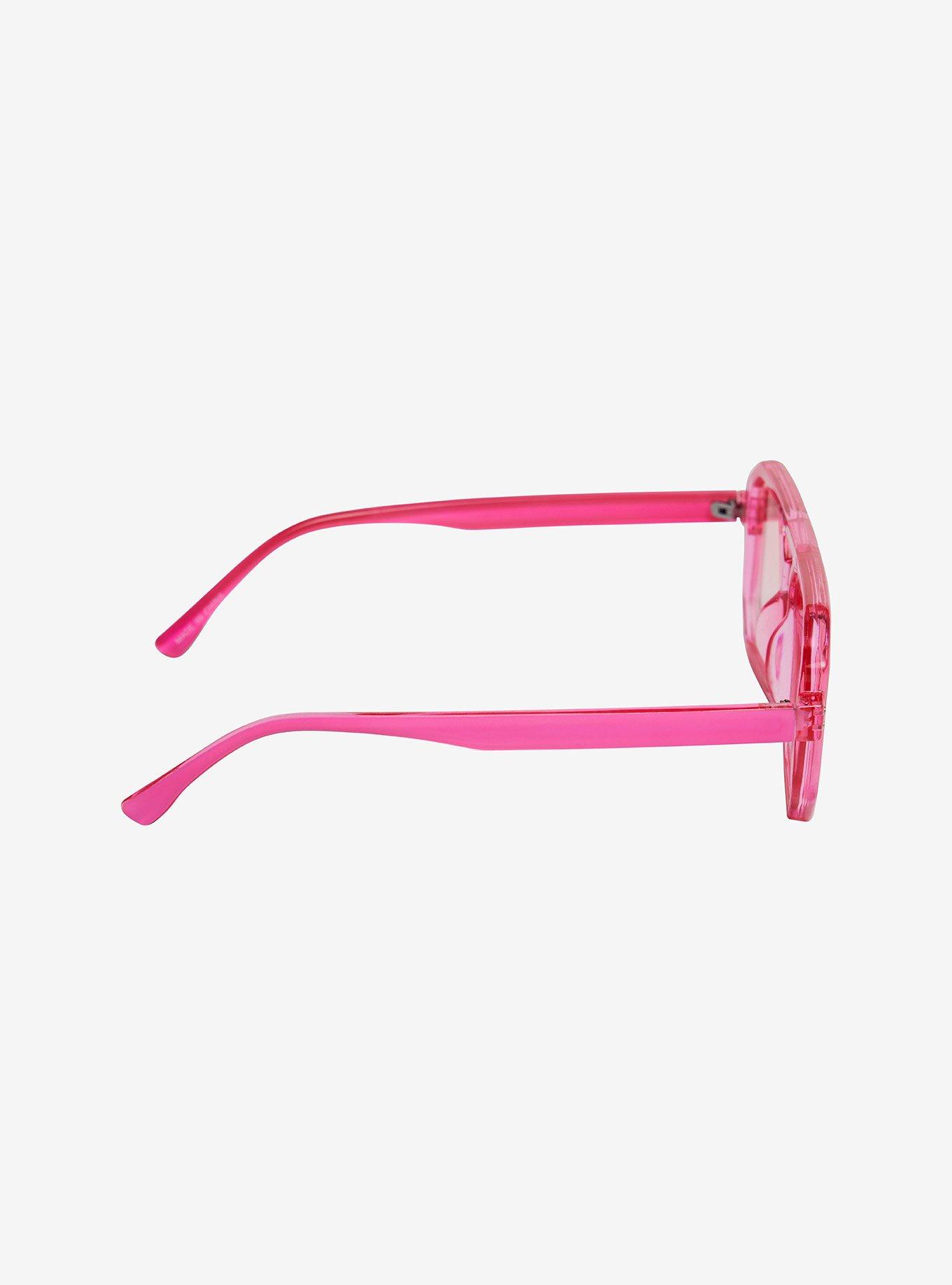 Pink Block Aviator Sunglasses, , alternate