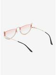 Pink Rhinestone Half Frame Sunglasses, , alternate