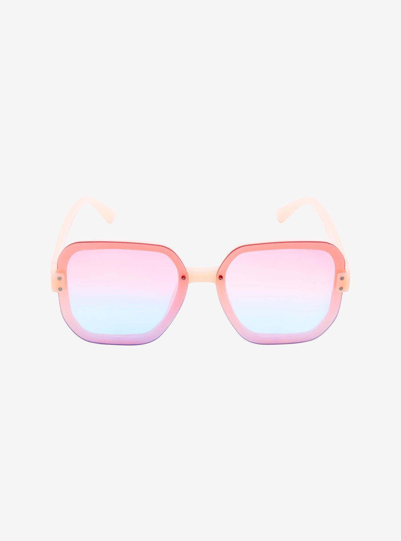 Pastel Pink & Purple Gradient Square Sunglasses, , alternate
