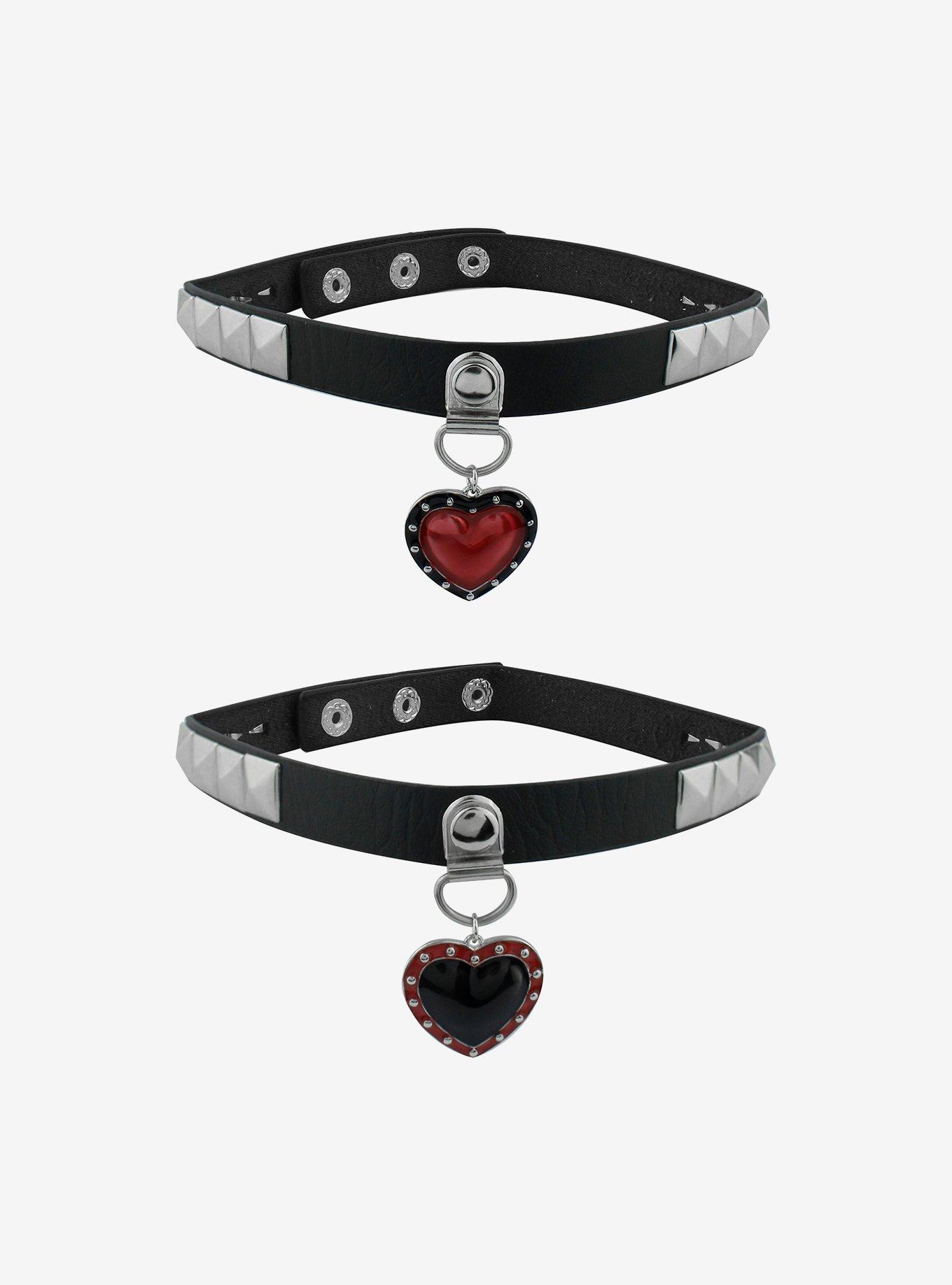 Heart Pyramid Stud Choker Set, , alternate