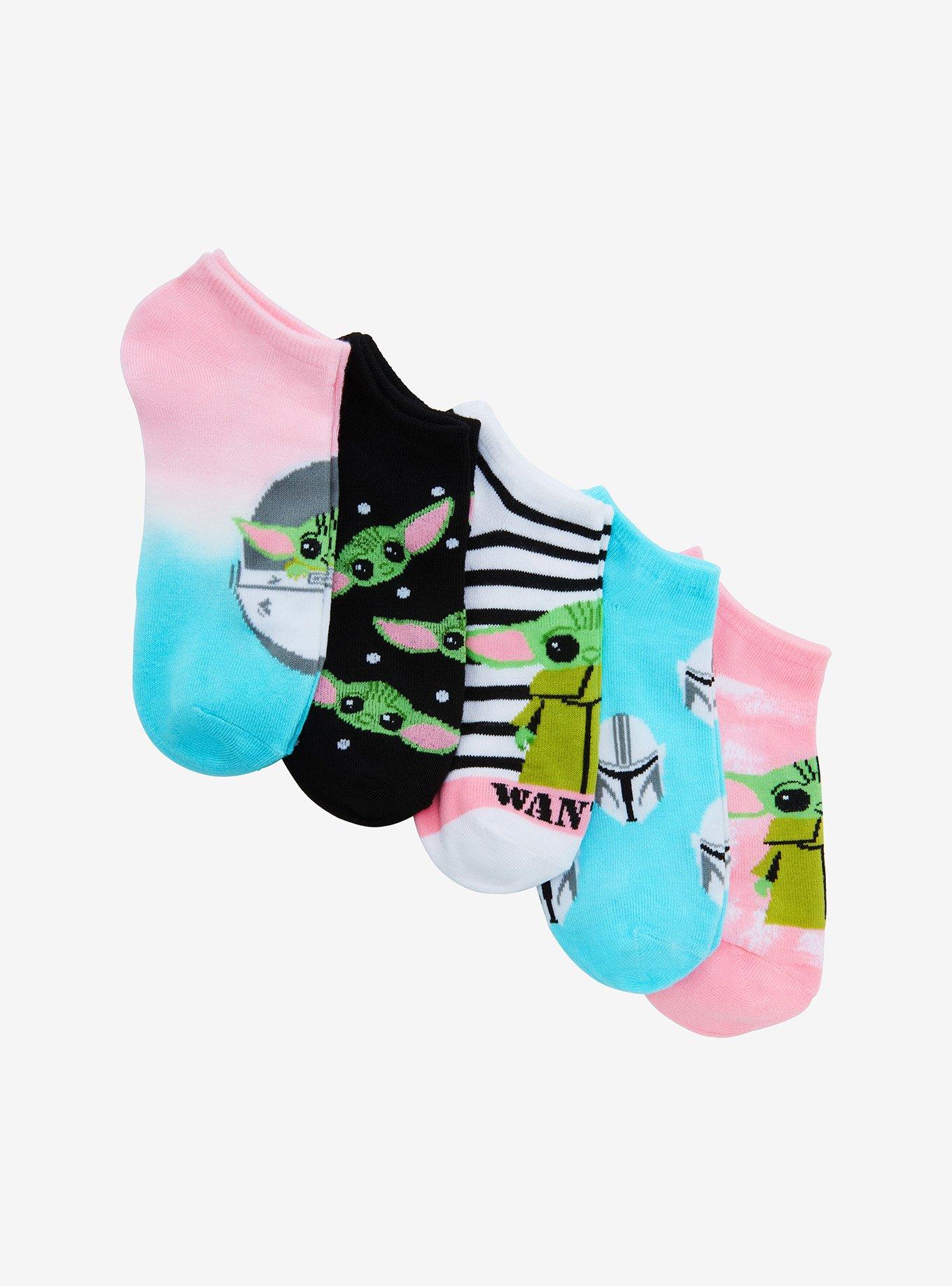 Star Wars The Mandalorian Grogu Tie-Dye No-Show Socks 5 Pair, , alternate