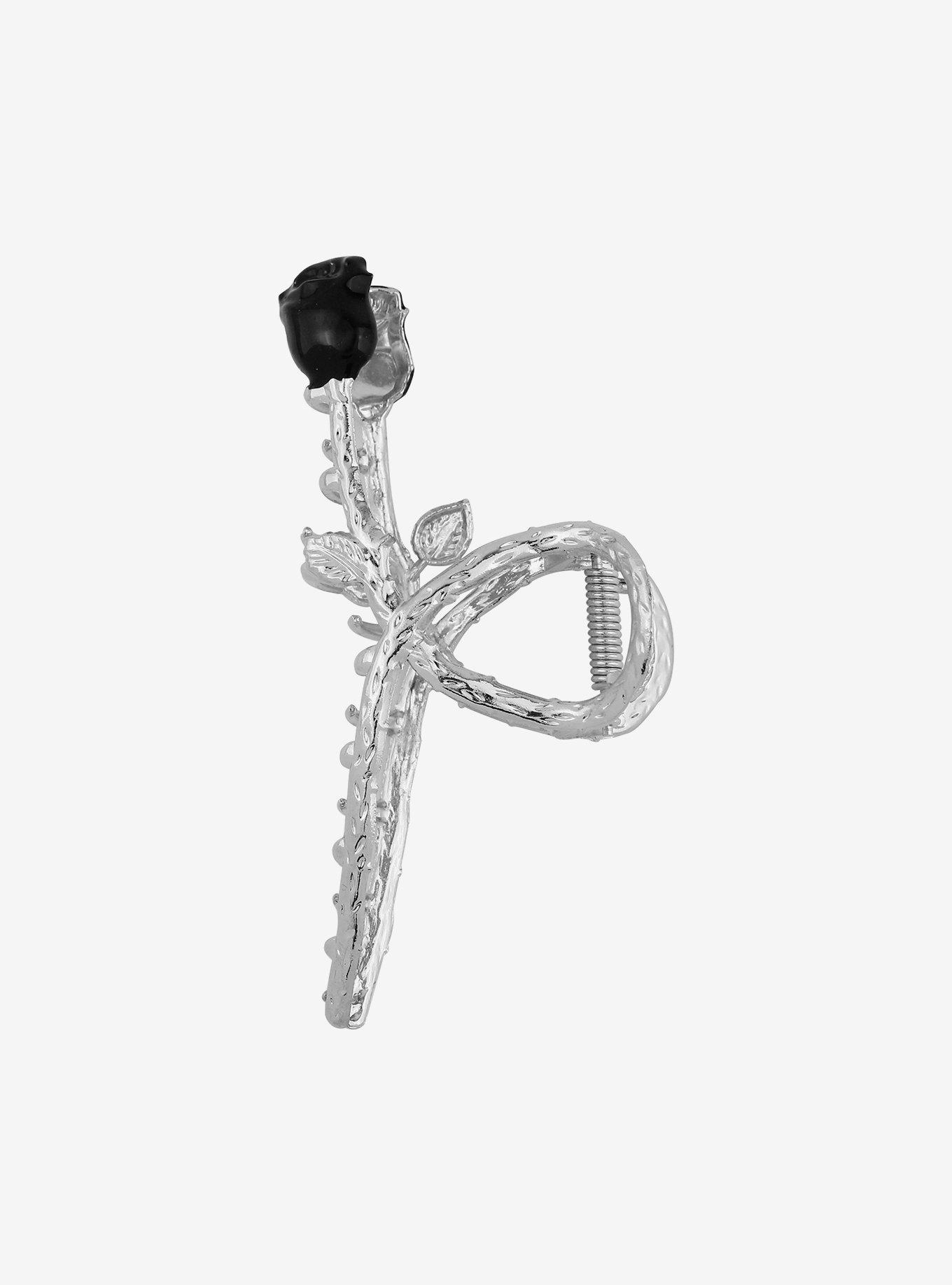 Black Rose Claw Hair Clip, , alternate