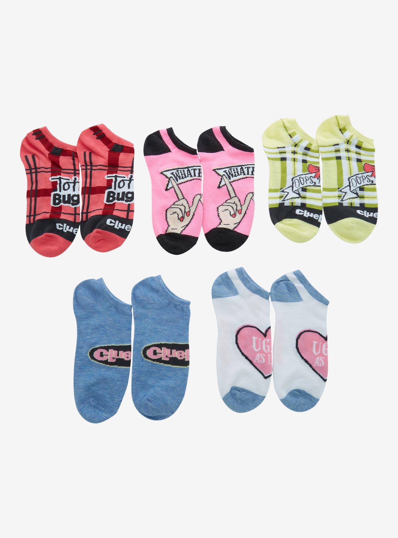 Clueless Quotes No-Show Socks 5 Pair, , alternate