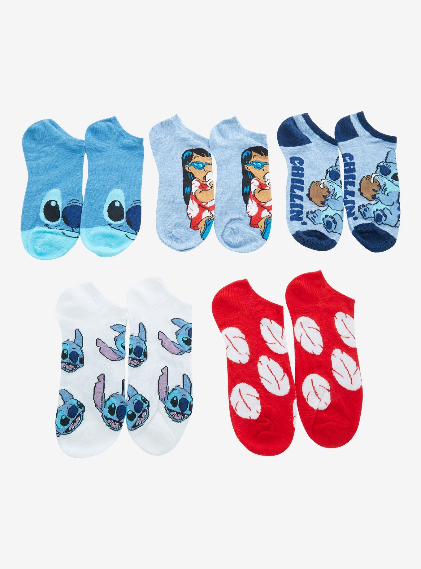 Disney Lilo & Stitch Duo Chillin' No-Show Socks 5 Pair, , alternate