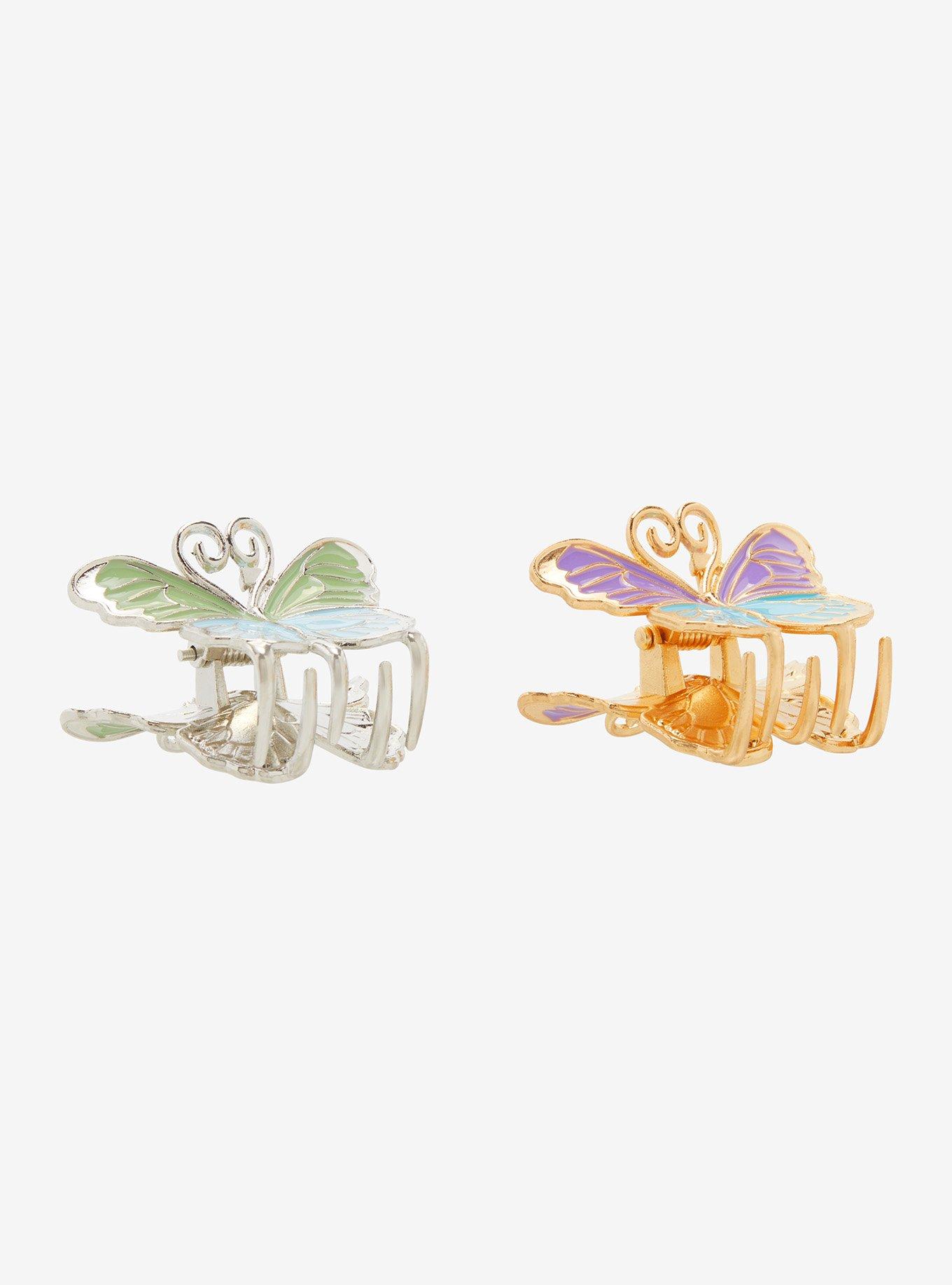 Thorn & Fable Two-Toned Butterfly Mini Claw Hair Clip Set, , alternate