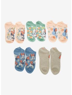 Plus Size Disney Minnie Mouse Floral No-Show Socks 5 Pair, , hi-res