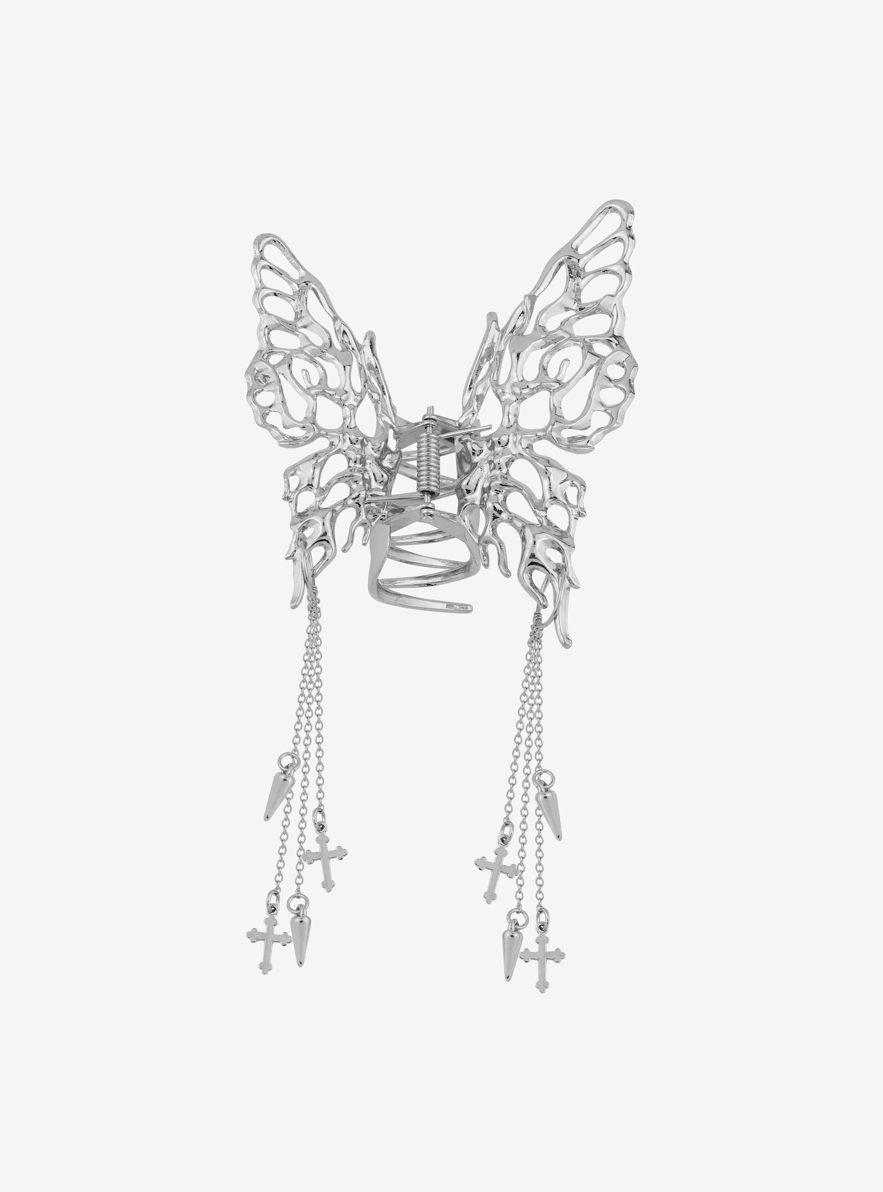 Butterfly Spike Cross Claw Hair Clip, , alternate