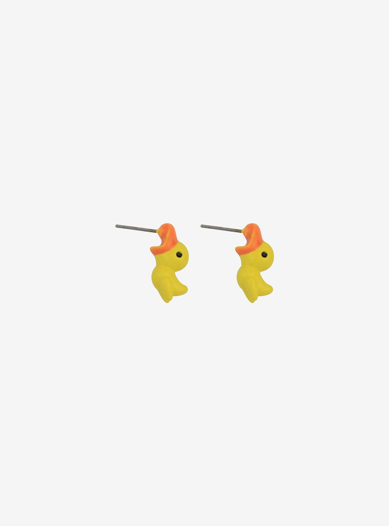 Yellow Duck Biting Earrings, , alternate