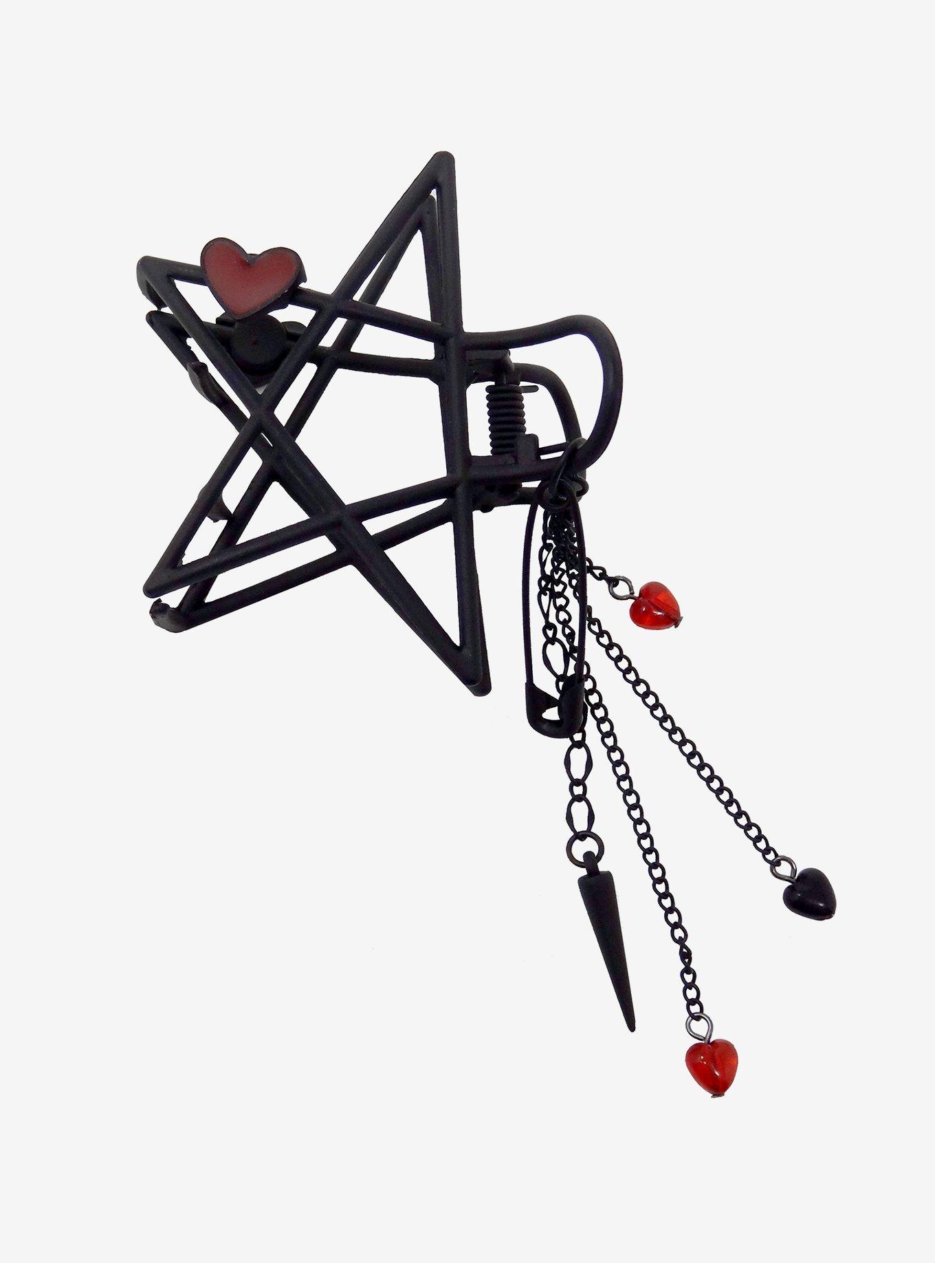 Star Heart Chain Claw Hair Clip, , alternate