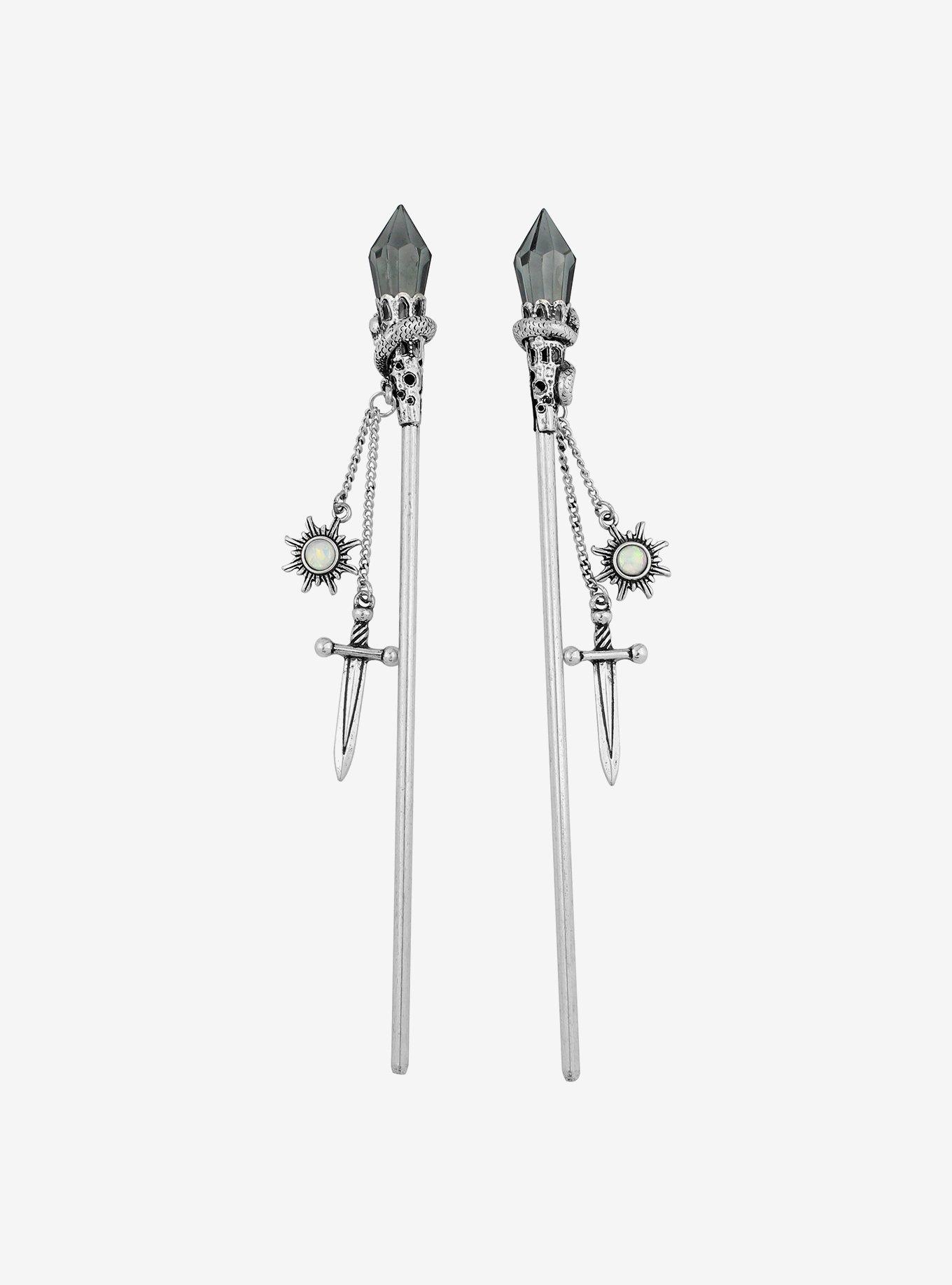 Crystal Wand Sword Hair Stick Set, , alternate