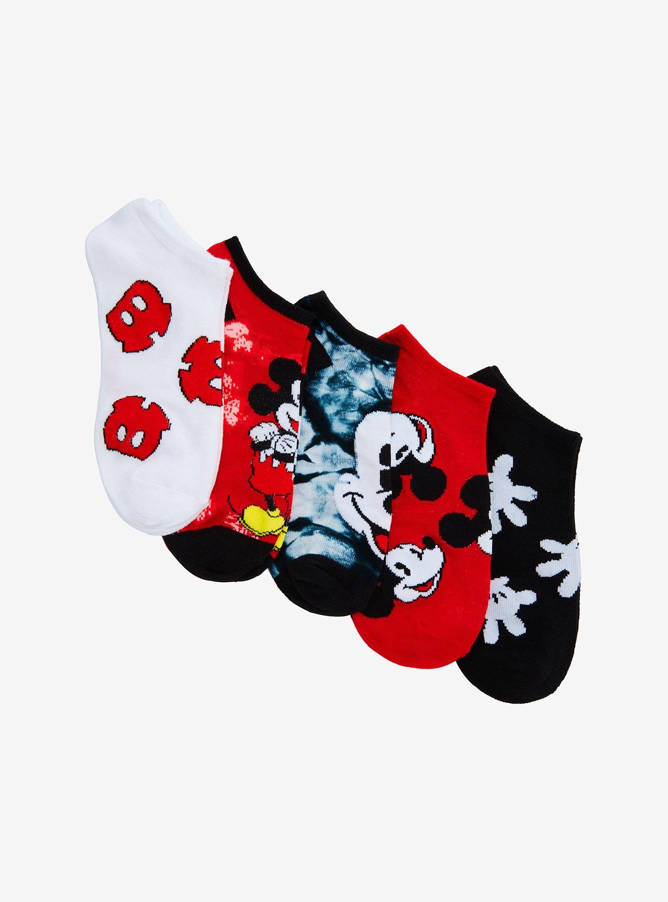 Disney Classic Mickey Mouse Tie-Dye No-Show Socks 5 Pair, , alternate