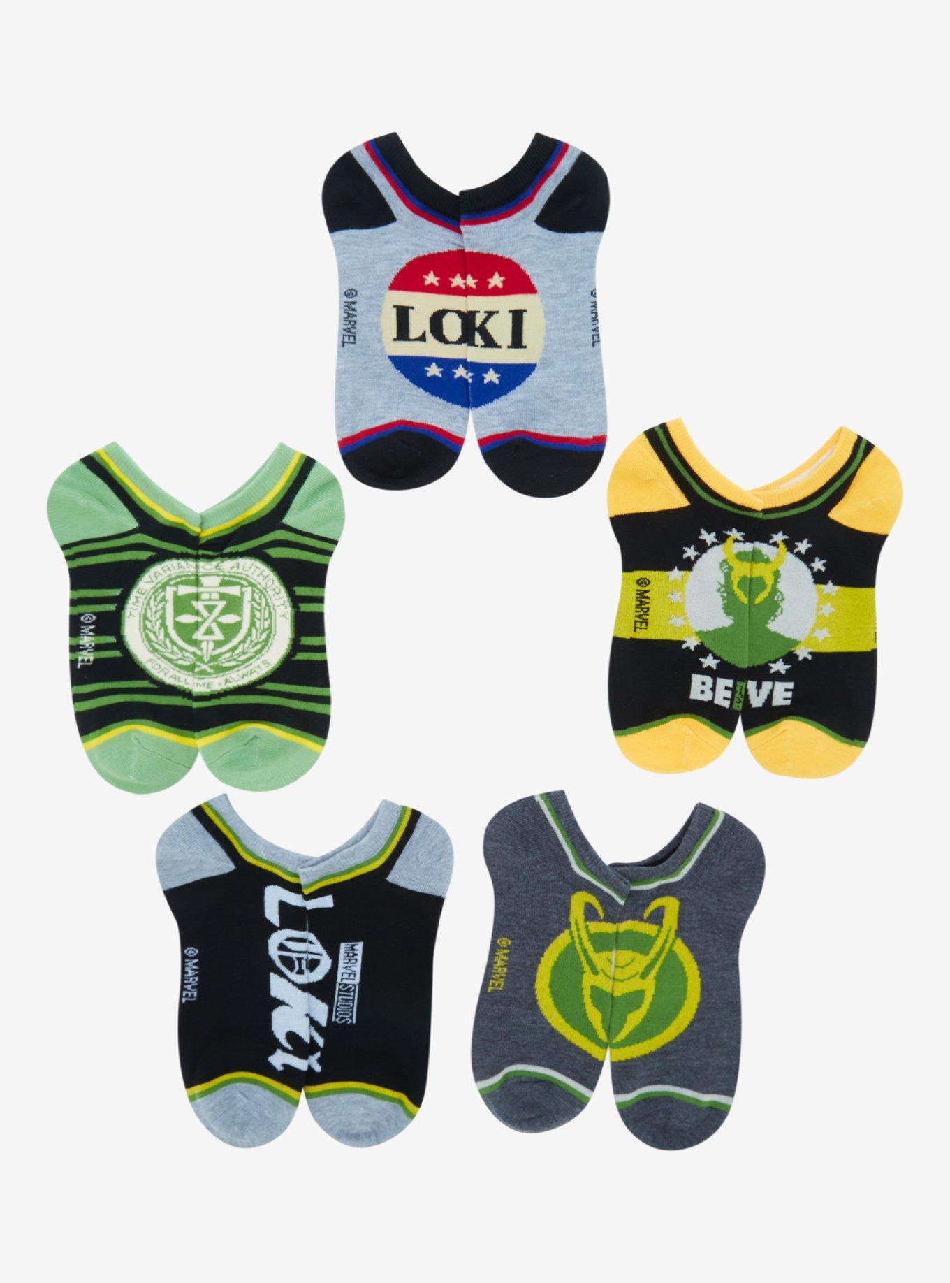 Marvel Loki Campaign No-Show Socks 5 Pair, , alternate