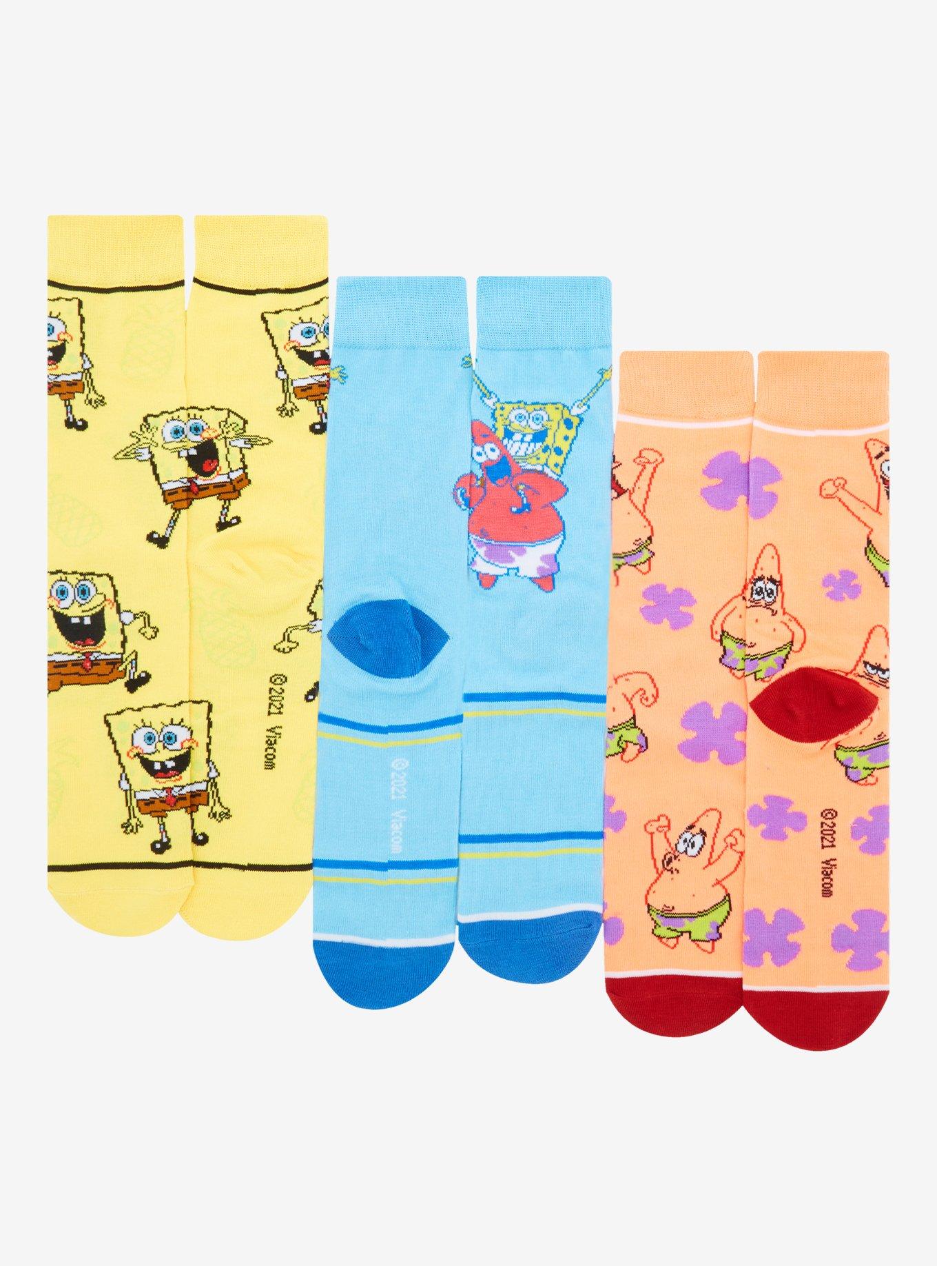 SpongeBob SquarePants Characters Crew Socks 3 Pair, , alternate