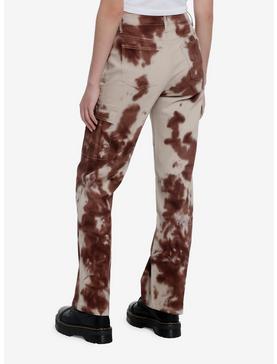 Social Collison Brown Tie-Dye Straight Leg Pants, , hi-res