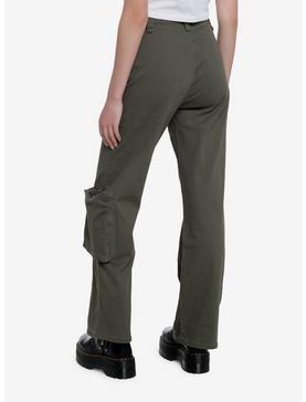 Green Wide Leg Cargo Pants, , hi-res