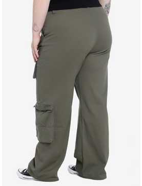 Green Wide Leg Cargo Pants Plus Size, , hi-res
