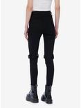 Black Grommet Zipper Super Skinny Jeans, BLACK, alternate
