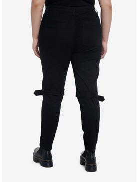 Black Grommet Zipper Super Skinny Jeans Plus Size, , hi-res