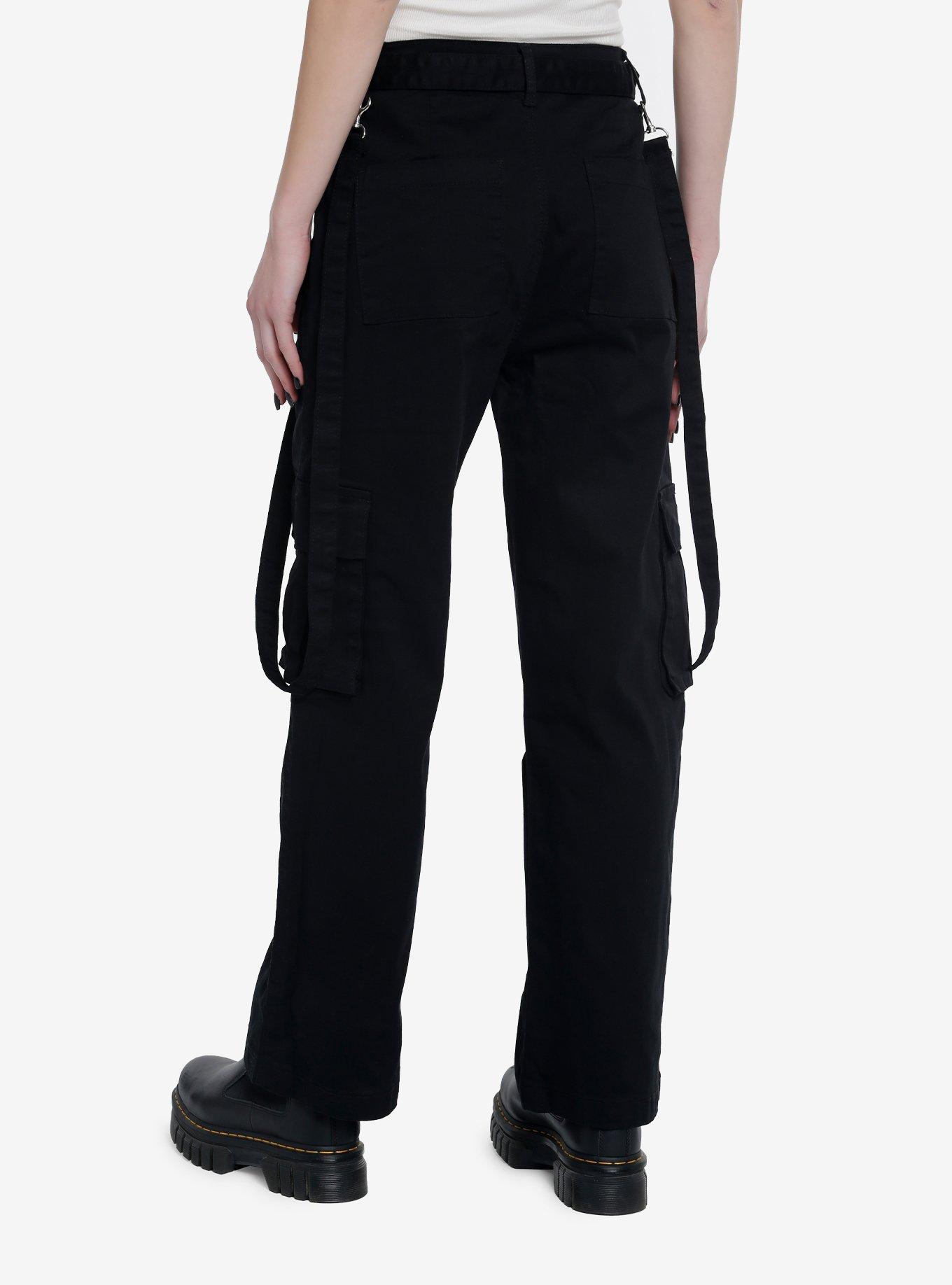 Black Suspender Carpenter Pants, BLACK, alternate