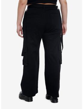 Black Suspender Carpenter Pants Plus Size, , hi-res