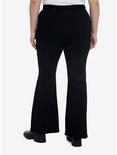 Black Grommet Belt Girls Flare Pants Plus Size, BLACK, alternate