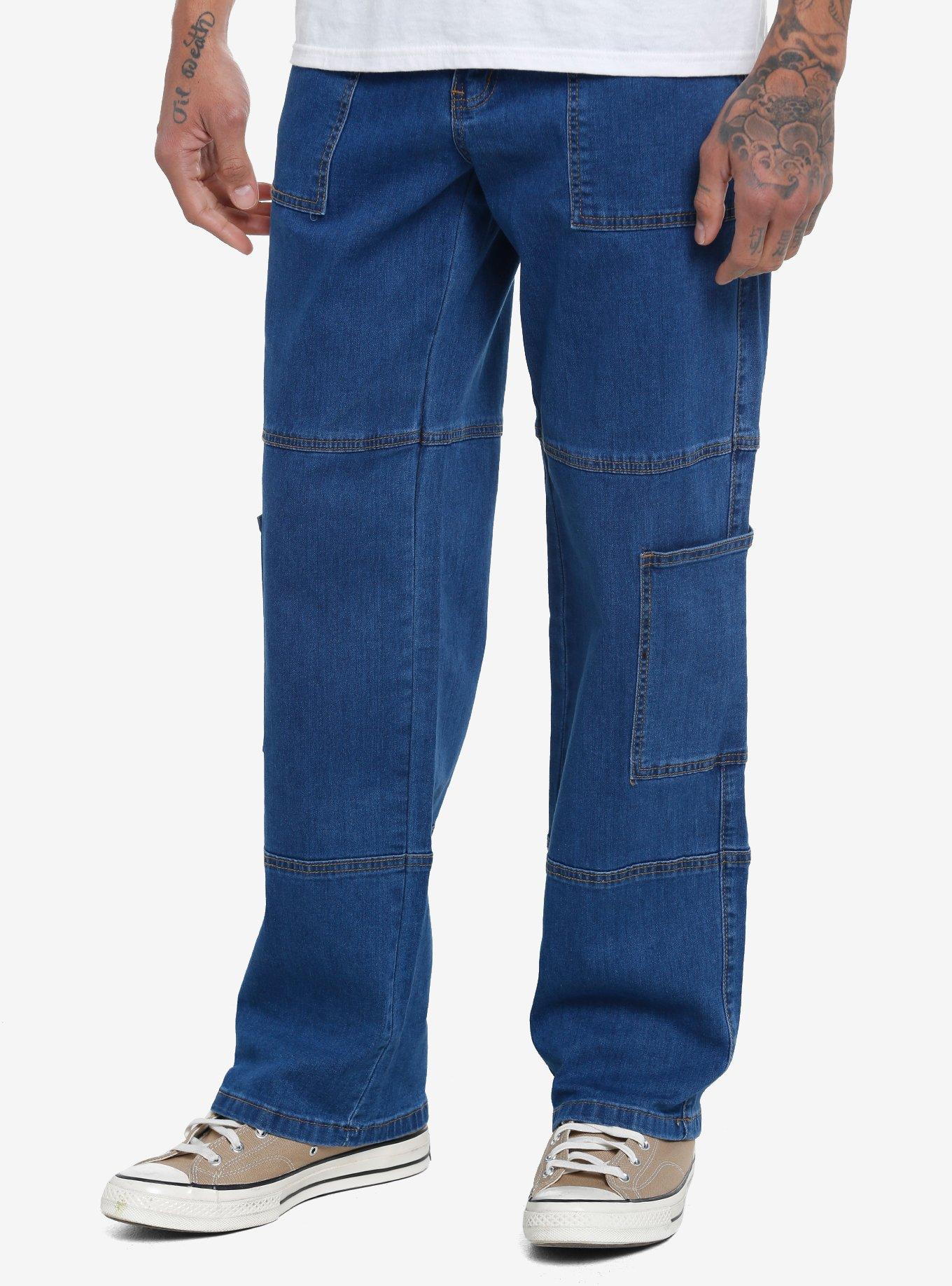 Indigo Wide Leg Cargo Jeans, INDIGO, alternate